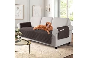 TAOCOCO Waterproof Sofa Covers for Dogs Pets with Non Slip Backing, Couch Seat Covers with Side Pocket for 3 Cushion Couch Washable Dog Couch Cover Protector Sofa Slipcovers(Sofa, Chocolate)