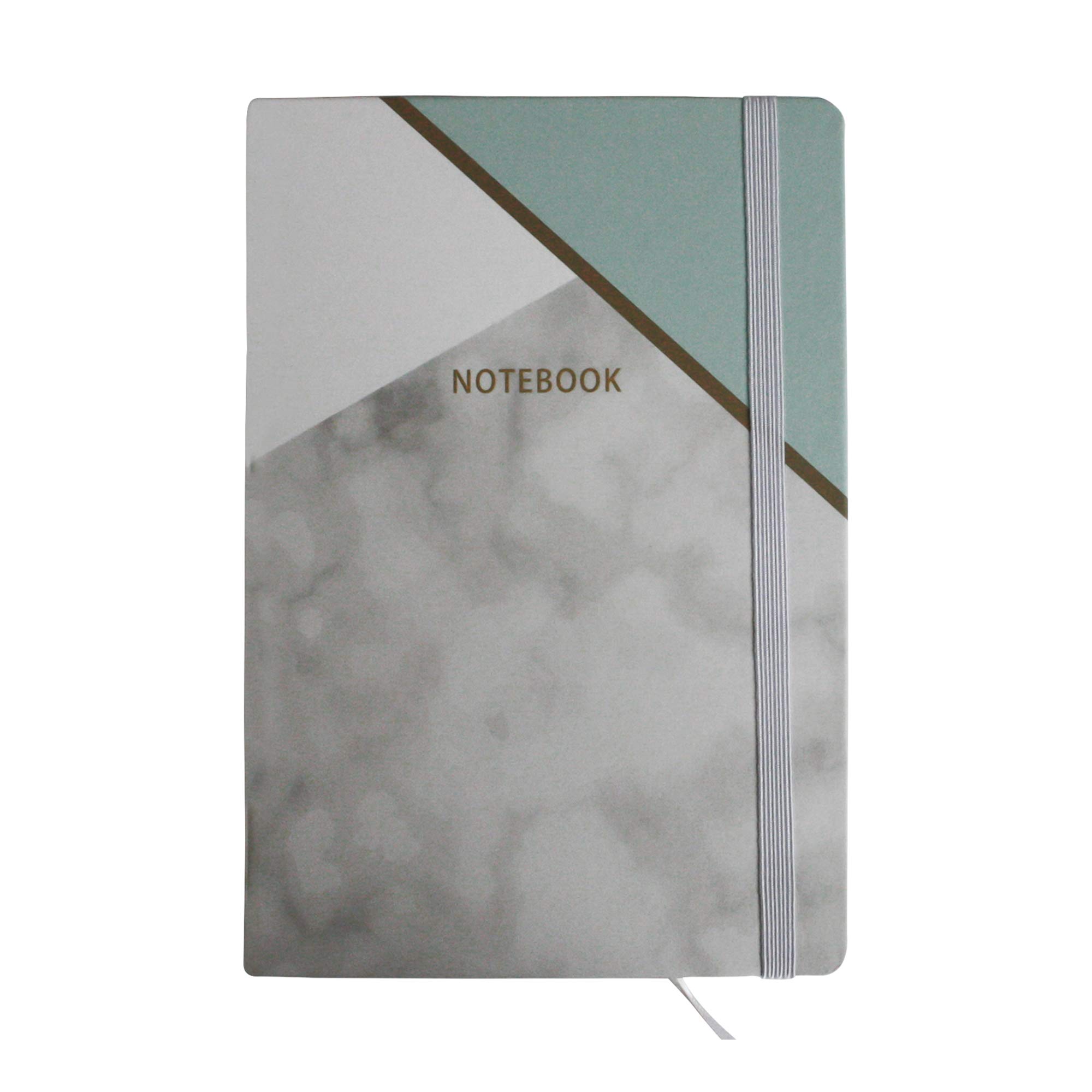 Emartbuy Hardbound Diary Notebook Notepad Writing Journal Ruled A5 96 pages With Elastic Band - Marble Effect Green