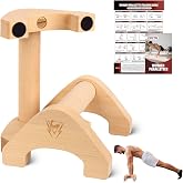 Wooden Push Up Bars, 2 PCS Parallettes with Embedded Non-slip Feet | Solid Beech Wood Build, Non-Slip Stability for Push Ups, Planks, Calisthenics &amp; Home Gym Strength Training, Training Poster