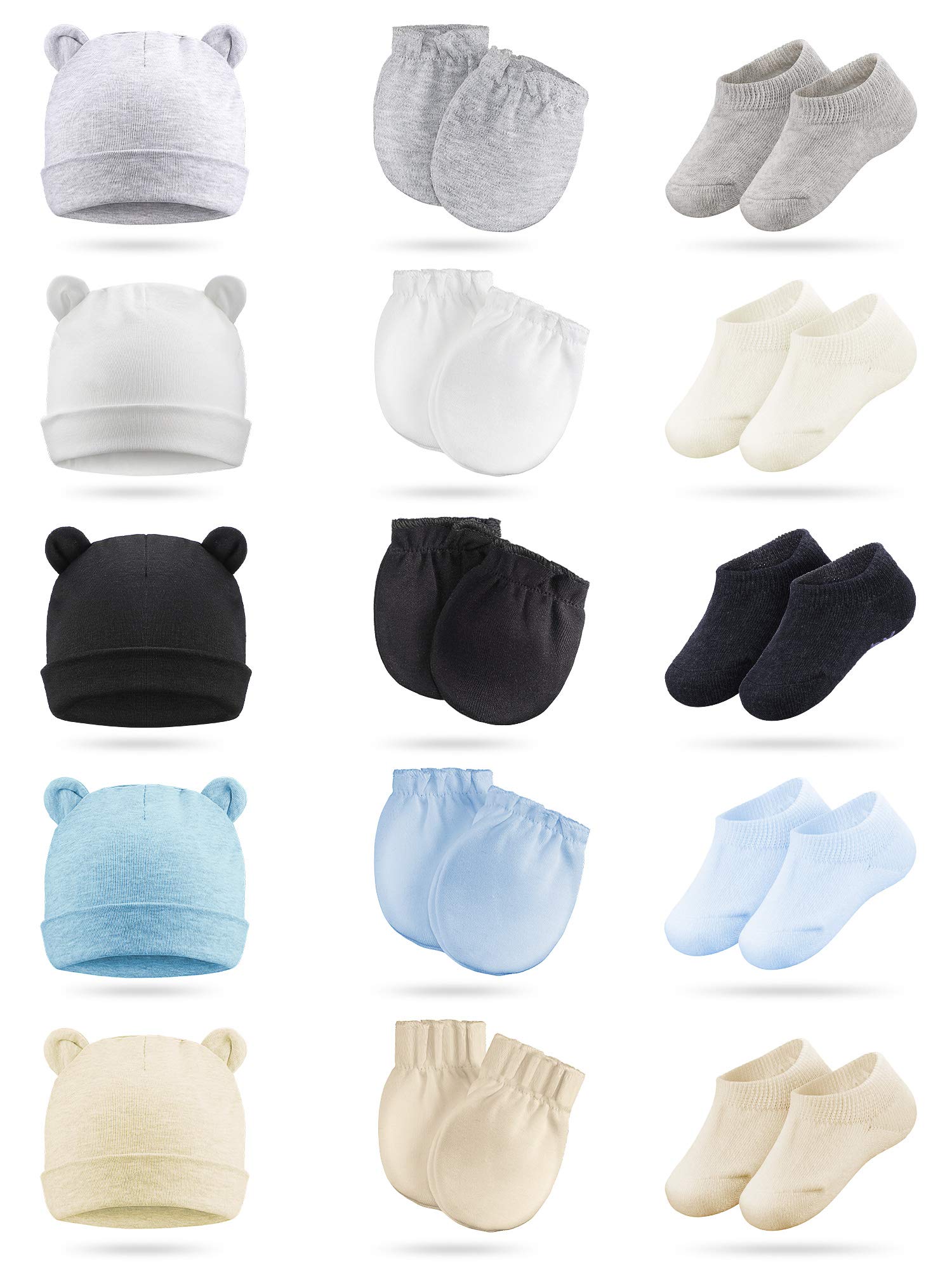 Socks Baby Hat And Scratch Mittens Premature Tiny Baby Pack Hats Scratch Mittens Socks White Pink Blue  Set