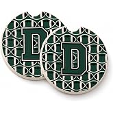 Caroline's Treasures CJ1071-DCARC Letter D Football Green and White Set of 2 Cup Holder Car Coasters Absorbent Sandstone Coasters for Car Cup Holders Gifts for Men or Women, Large, Multicolor