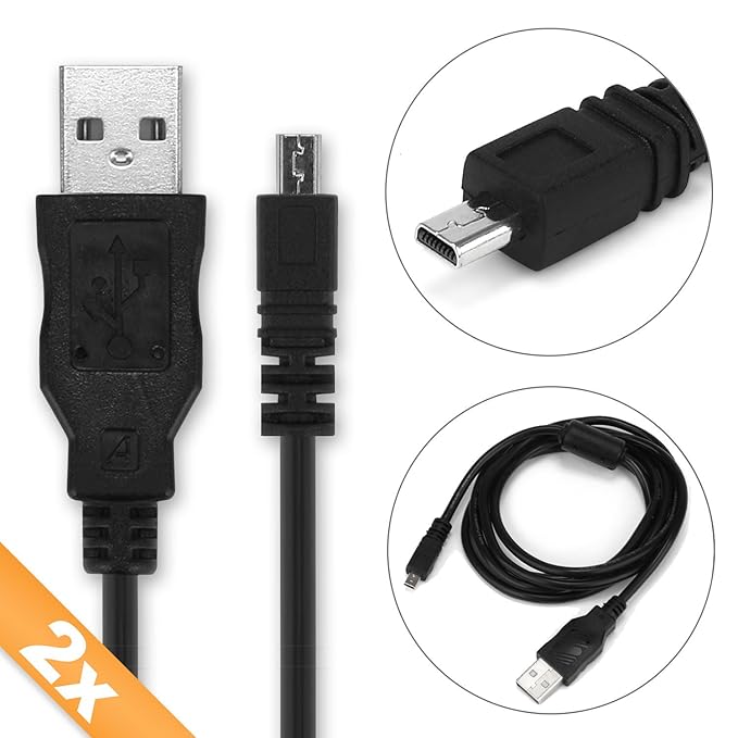 Cellonic 2X USB Kabel kompatibel mit Nikon D5300 D5200 D5100 D5000 D750 D7100 D7200 D3300 Df CoolPix B500 L330 L340 L810 L820