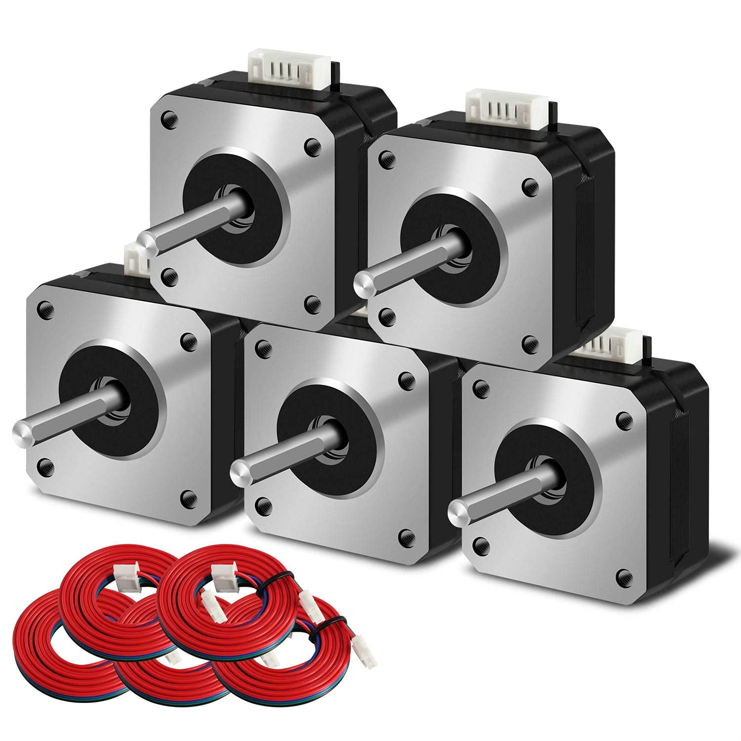 SIMAX3D Nema 17 stepper motor 5PCS 42 x 23 mm 1.0A-4.1V 2 phase 4 wires 1.8 degrees with 39.3 inch cable for Creality CR-10 10S Ender 3 3D printer/CNC extruder and Y-axis