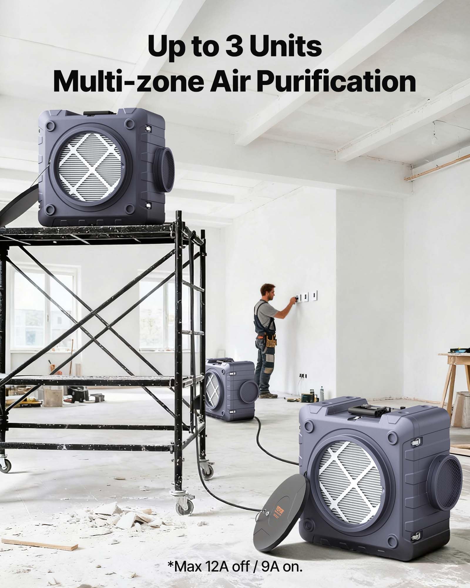 VEVOR Air Scrubber with 3-Stage Filtration, Stackable Negative Air Machine 550 CFM, Air Cleaner with MERV10, Carbon, H13 HEPA, for Home, Industrial and Commercial Use