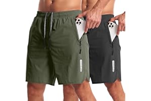 CANGHPGIN 2 Pack Mens Workout Athletic Shorts 7 inch Inseam Quick Dry Hiking Shorts Men Lightweight Sports Gym Shorts Running