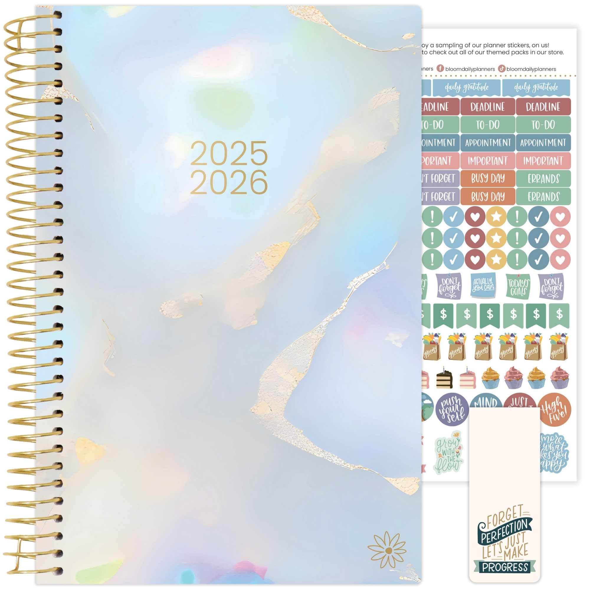 Photo 1 of bloom daily planners 2025-2026 Academic Year Daily Planner (July 2025 - July 2026) - A5 Weekly & Monthly Calendar Agenda Organizer Book with Stickers - 5.5" x 8.25" - Iridescent Opal