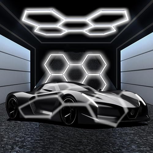 VASTFIRE Hex Lighting- Super Bright Car Detailing Ceiling Light Garage Lighting 23040LM for Warehouse Workshop Gym Basement Car Care Wash Room (5-HEX)