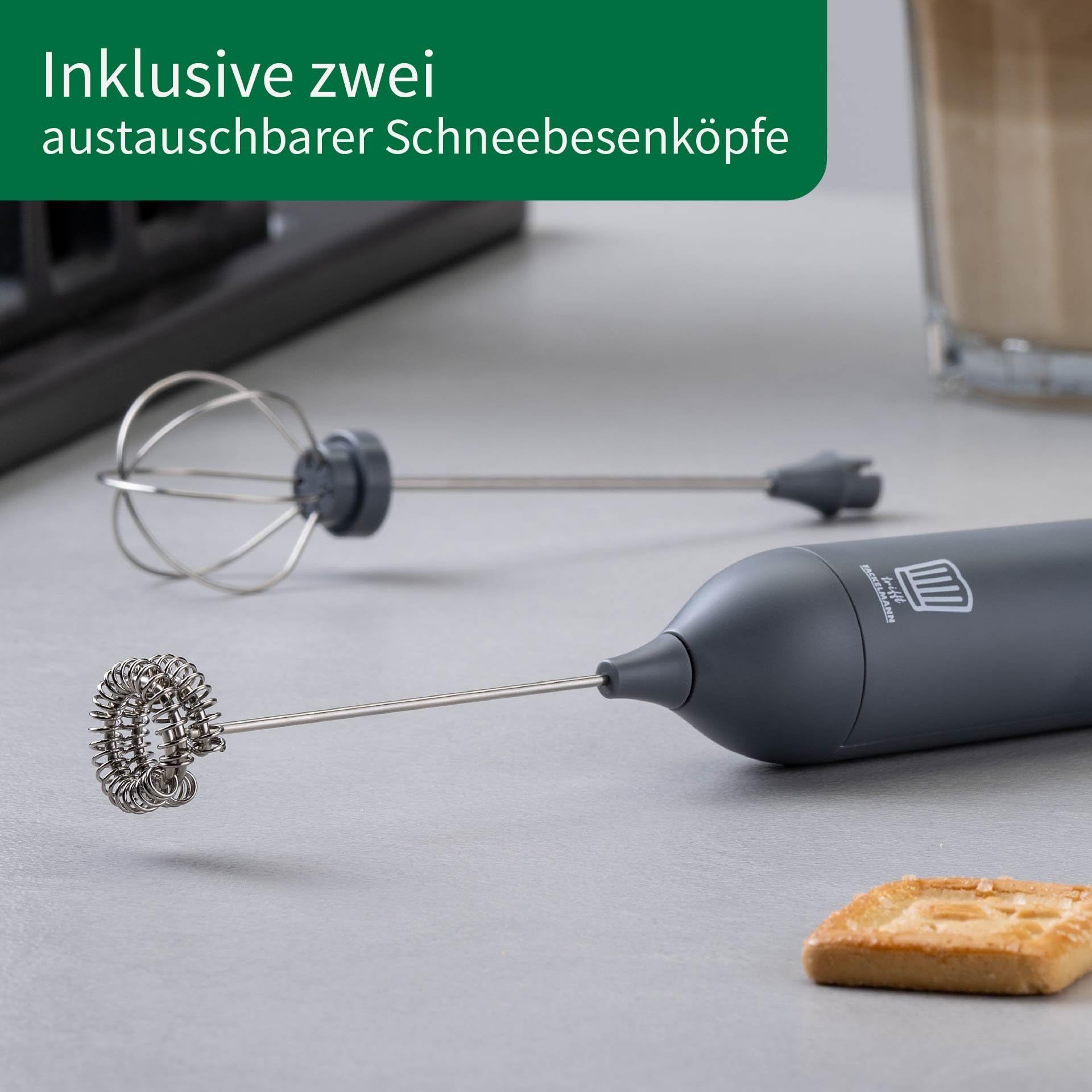 Chefkoch trifft Fackelmann Elektrischer Milchaufschäumer – inkl. 2 Schneebesen, USB-C wiederaufladbar, 3 Geschwindigkeiten, Dunkelgrau 5