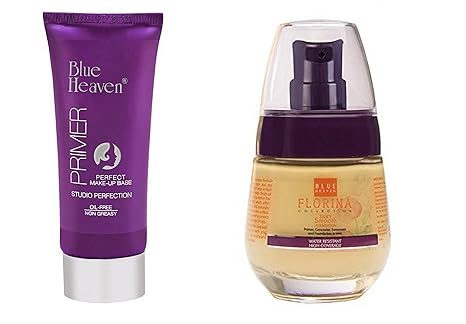 Blue Heaven Studio Perfection Primer and Florina Silky Smooth Natural Glow Foundation, 30g - Set of 2