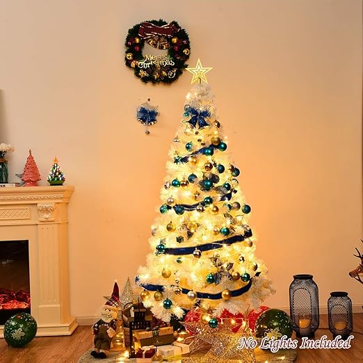 Costway White Christmas Tree Xmas Traditional Indoor Artificial