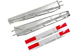 GaeaAuto Stainless Steel Straight Spring Loaded Mud Flap Hanger Set 2.5" Bolt Spacing 30" Length with Aluminum Reflective Tapes fit for Semi Trucks, 2 pcs