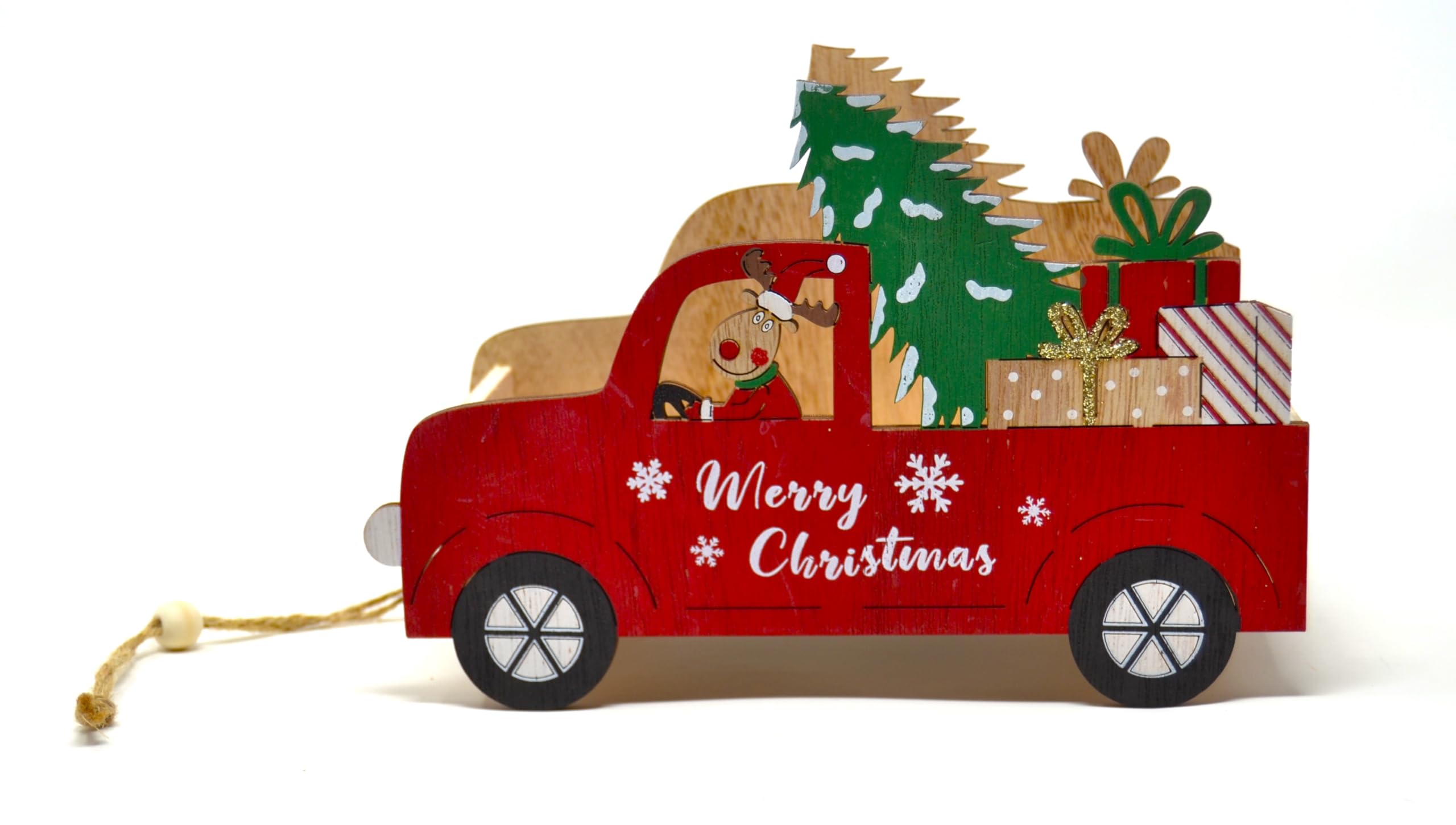 bushwacka Santa Sleigh 21cm 16cm 10cm Reindeer Cart Stand Happy Sweet Small Gifts Nativity Decoration Handmade Wood