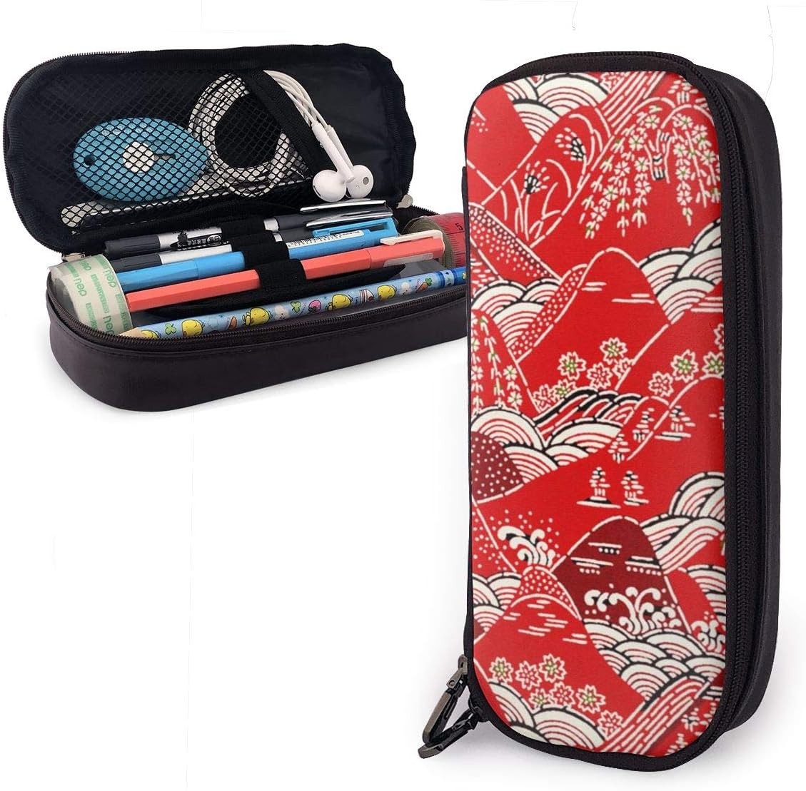 Leather Pencil Case Pen Holder with Zipper for