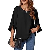 KUOTAI Womens Summer Tops Dressy Casual Shirts 3/4 Sleeve Work Blouse Business Casual Shirts