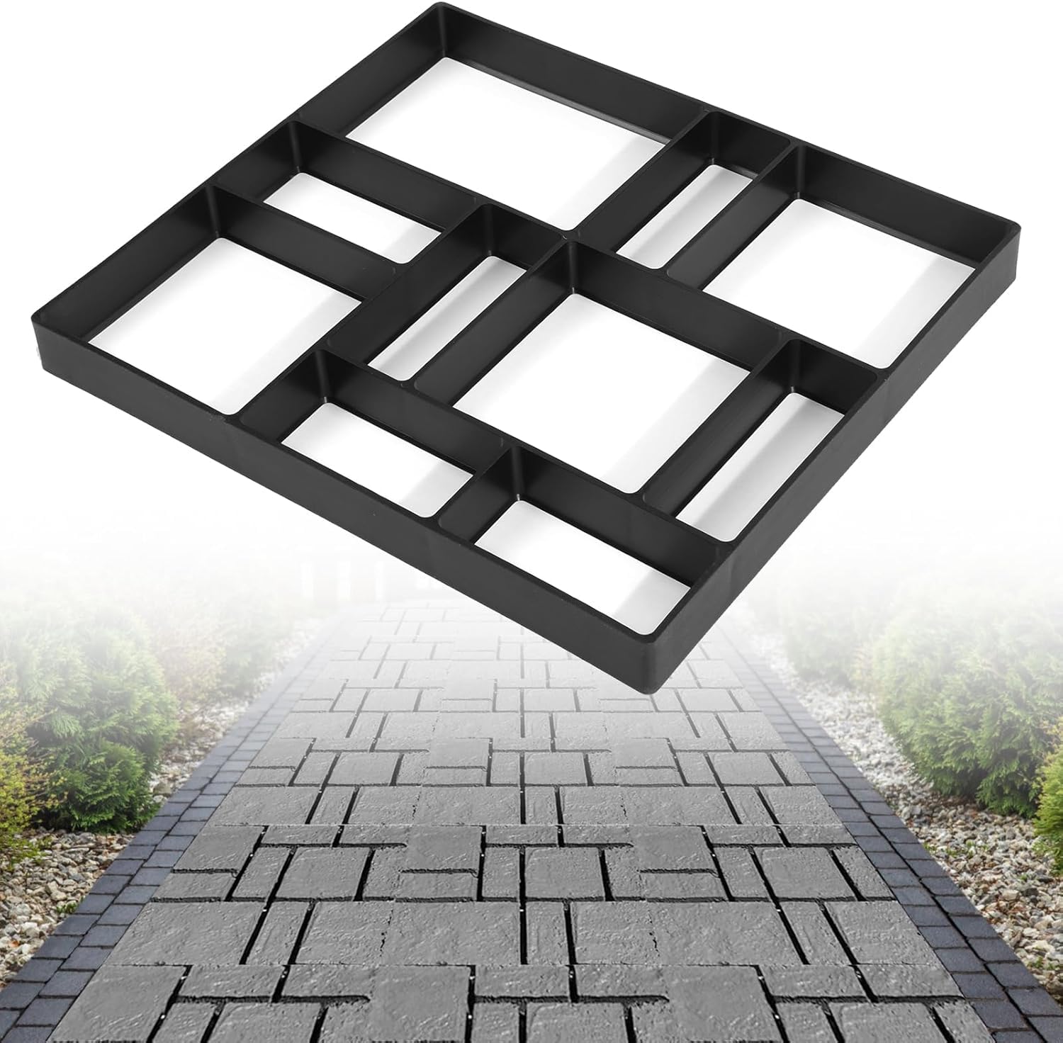 Ejoyous Garden Paving Concrete Mould, Square Stepping Stone Mould, 45 x 40 x 4cm, for Patio, Backyard, Terrace