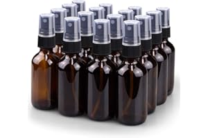 Wedama Spray Bottle, 2 oz Fine Mist Glass Spray Bottles, Little Refillable Liquid Containers for Watering Flowers Cleaning (16 Pack, Amber)
