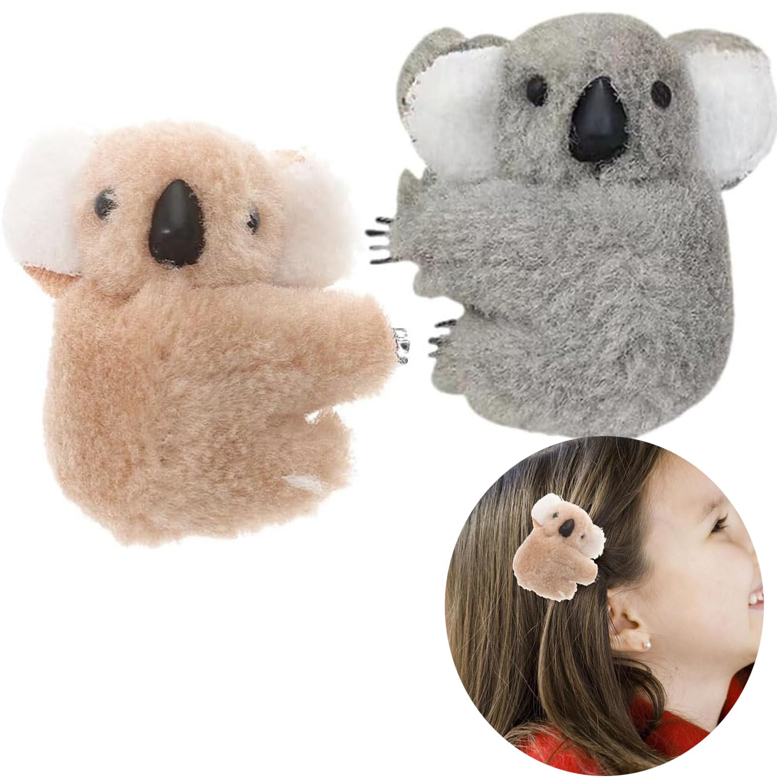 Beavorty 2pcs Koala Hair Clips Girls Hair Clips Small Hair Accessories Stuffed Animal for Women