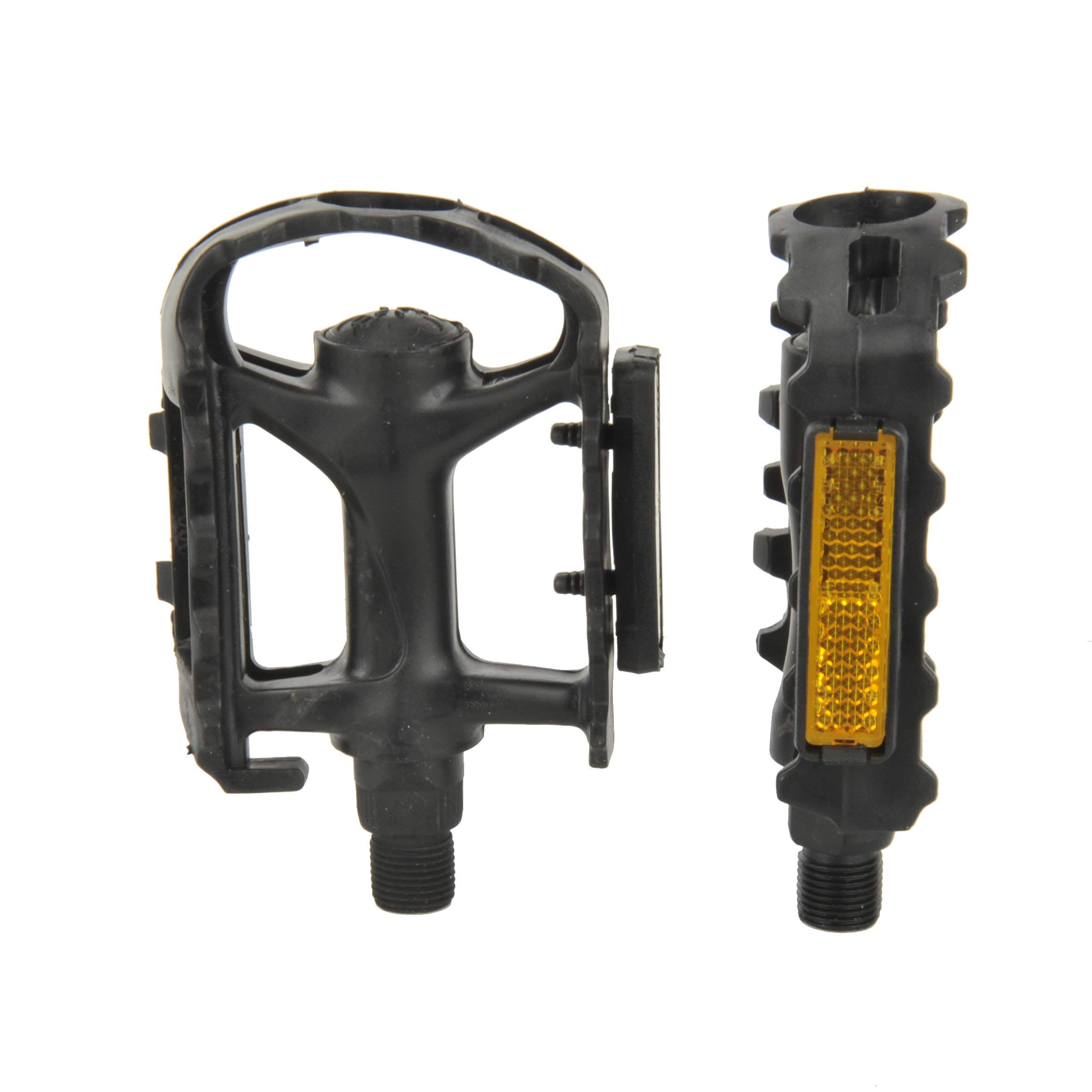 FISCHER MTB Plastic Pedals, Fits All Bike Types, Non-Slip And Non-Slip Includes Reflectors, Black