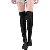 VIBILIA Thigh High Socks Over the Knee Cable Knit Winter Boot Socks Extra Long Non-Slip Leg Warmers for women - Black