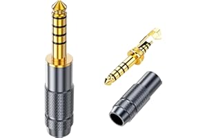 SinLoon 2 Pack 4.4mm Balanced Repair Plug 5 Pole 4.4mm Stereo Audio Jack Soldering Metal Earphone Connector for Headphones Am