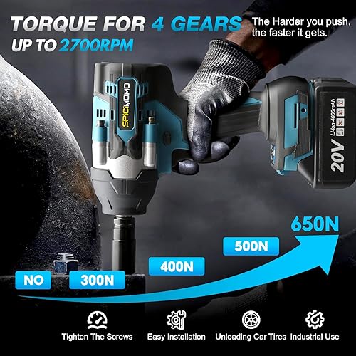 Cordless Impact Wrench 1/2 Inch Battery Powered High