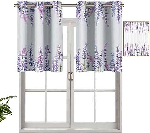 Hiiiman Cenefa corta recta con diseño de plantas de lavanda aromáticas