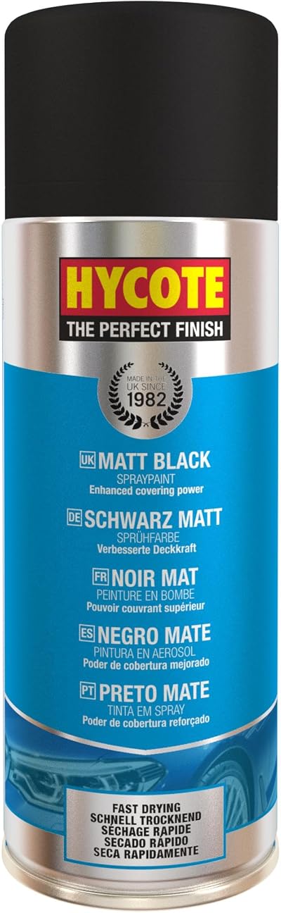 Hycote Matt Black Aerosol Car Spray Paint 400ml Fast Drying Durable
