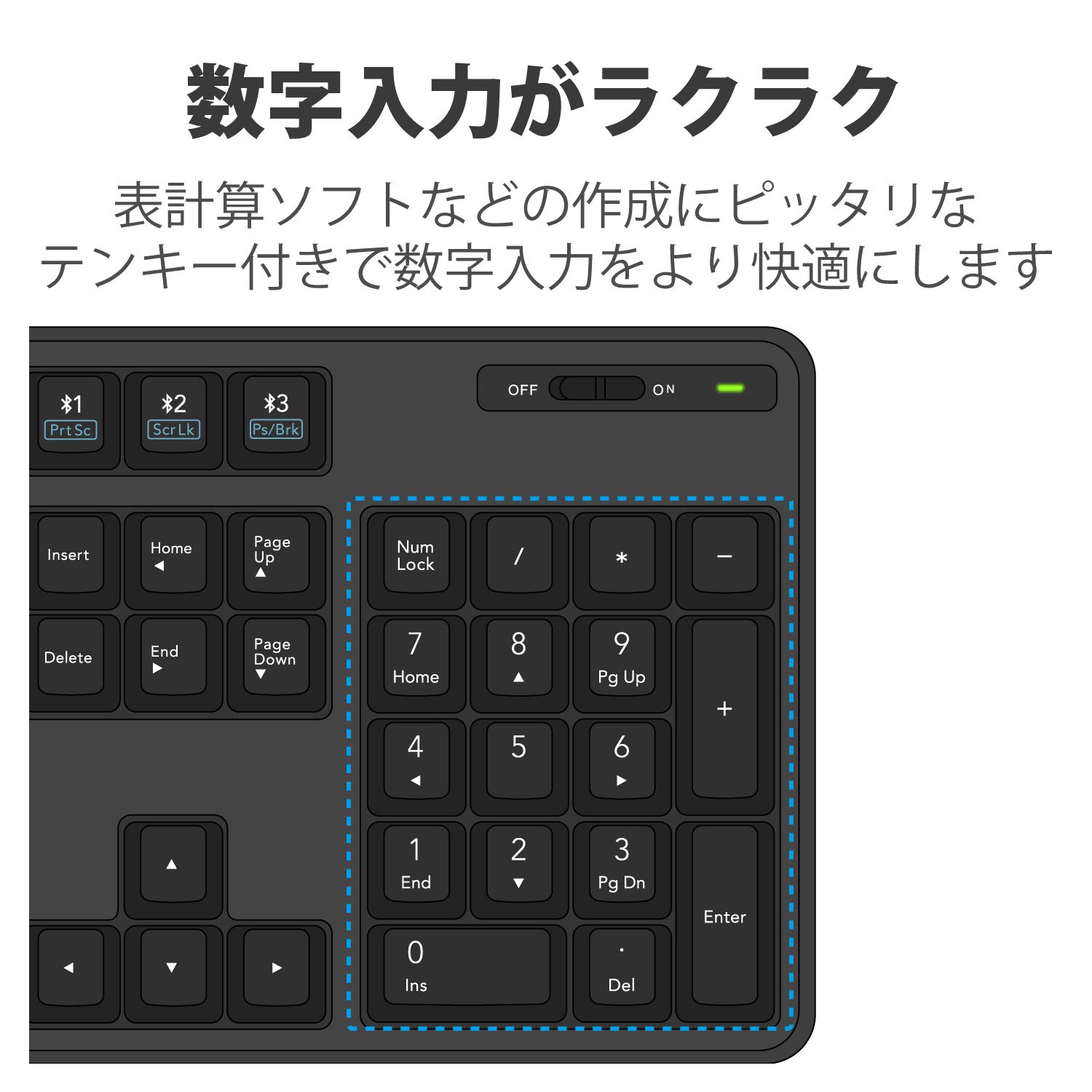 Elecom TK-FBM112BK Bluetooth Full Keyboard with Numeric Keypad, Membrane Type, Stand Included, Multi-Pairing, iPad Surface, Black