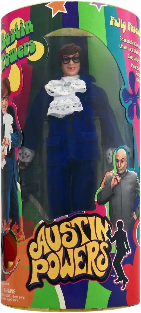 Austin Powers In Blue Velvet Suit Fully Poseable Talking Figure about 9" inches tall By Trendmasters In 1999