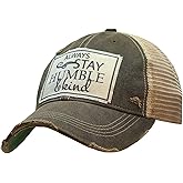 VINTAGE LIFE Always Stay Humble and Kind Vintage Distressed Trucker Cap, Black, Adult Headwear Accessories