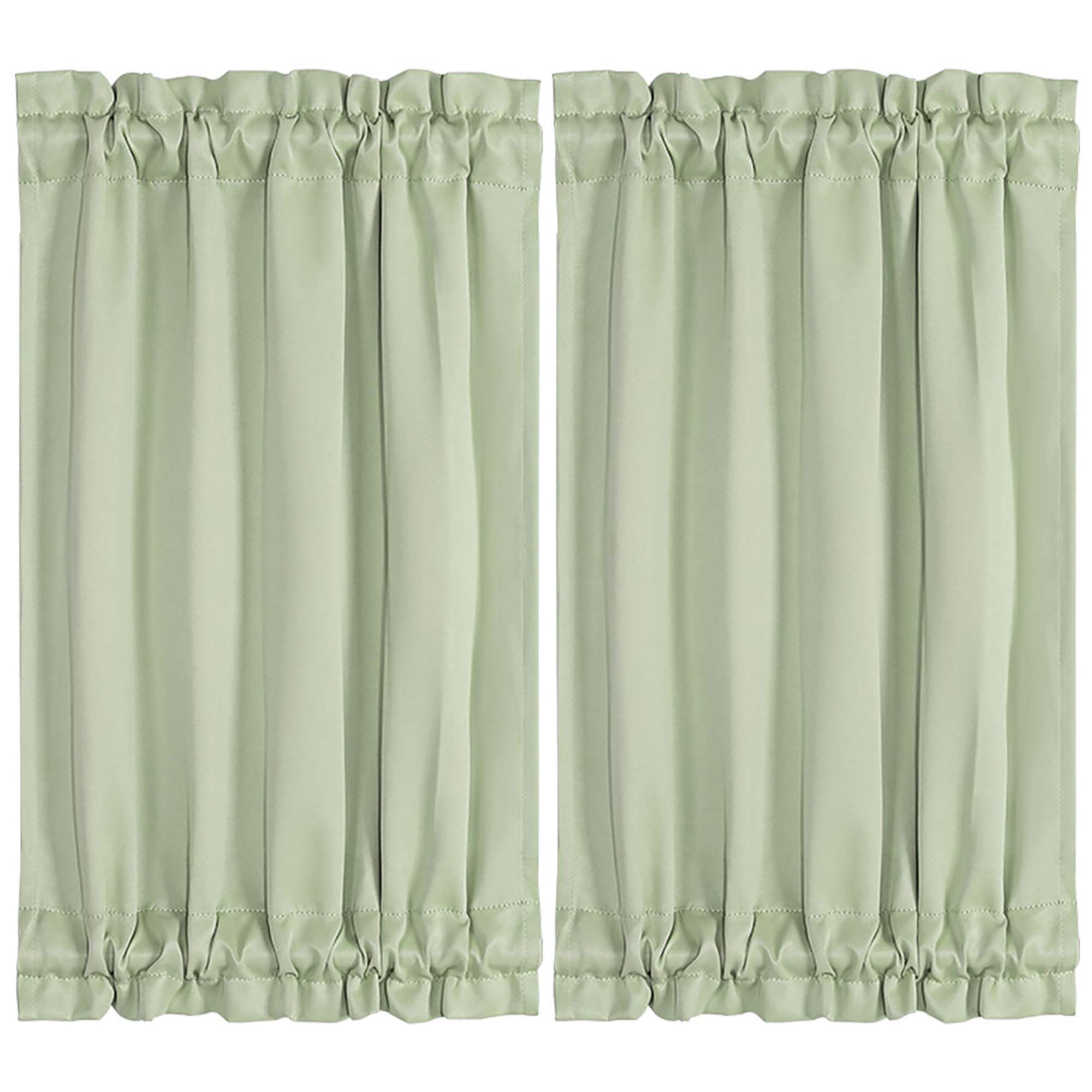 PiccoCasa Blackout French Door Curtain Panel - Blackout Door Curtain 25x40 Inches Solid Drapery with Tiebacks 2 Panels Light Green