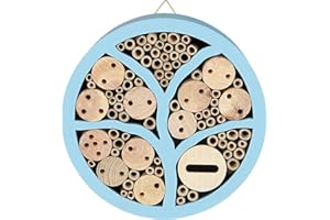 antiai Wooden Mason Insect Bee Butterfly House,Insect Hotel,an Outdoor Hanging Bamboo Habitat for Bee Butterfly Ladybugs Live,Bee Box,Butterfly Habitat Decor for Garden,11 inch