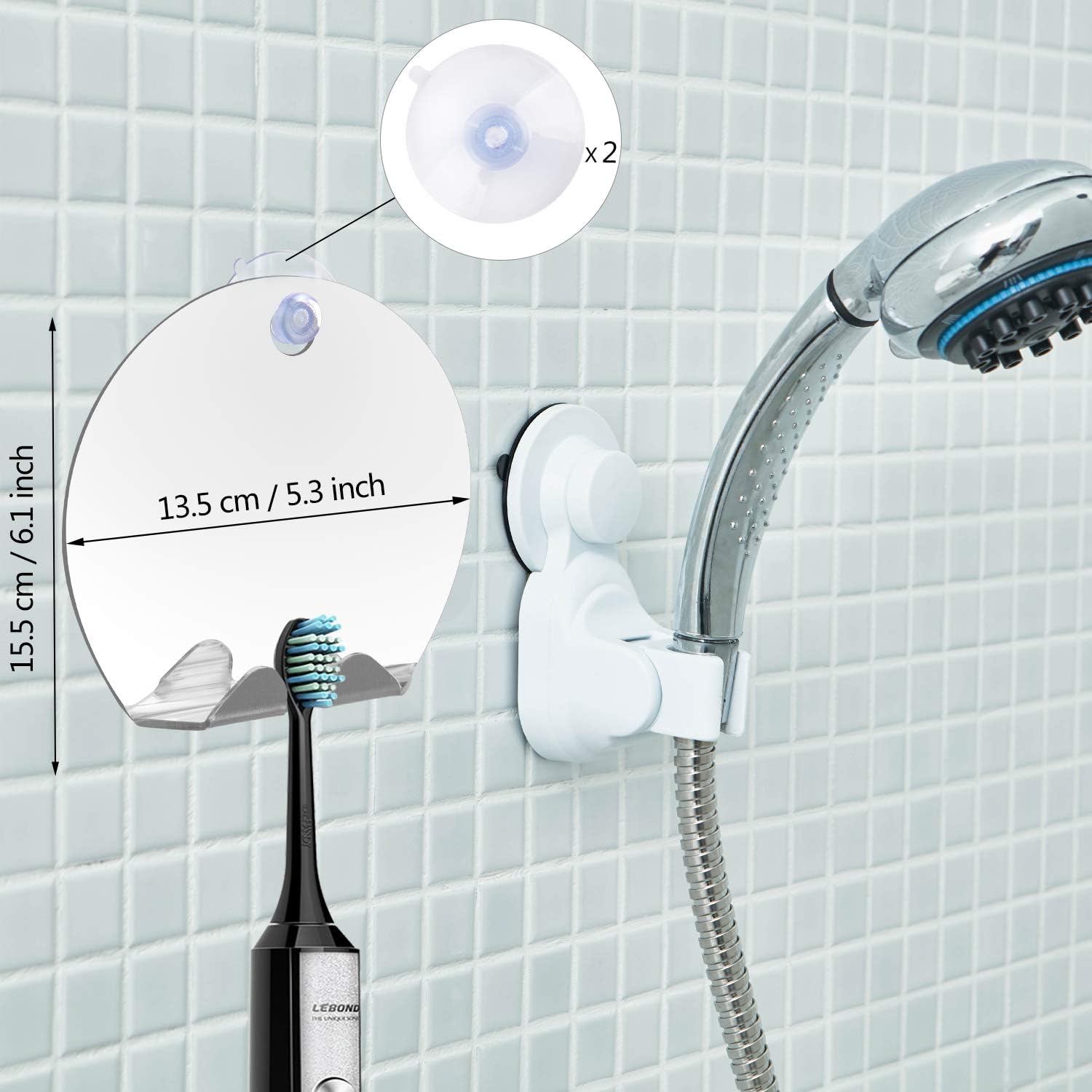 Goldenlight Mirror Shower Mirror AntiFog Shower Mirror with Razor Hook, Shatterproof Shower Mirrors for Shaving Fogless (Round): Kitchen & Dining