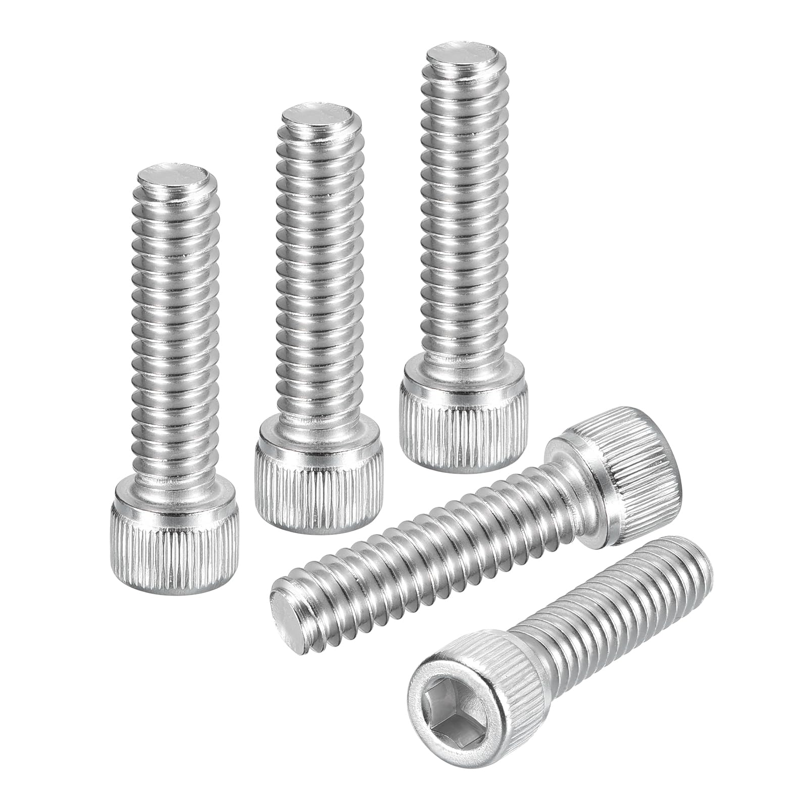 DTGN 1/4"-20x7/8" Socket Head Cap Screws Bolts - 25Pack - Good for Road Bicycle, Mountain Bike, Auto, Motorcycle - 304 Stainless Steel Hex Head Metric Screws - Silver