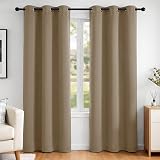 Deconovo Thermal Blackout Curtains Tan Brown 42 x 84 Inch 2 Panels Eyelet