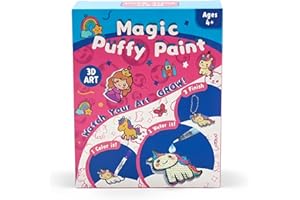 SJHSJH Aqua Puffs 3D Art Kit for Kids, Mess-Free Paint by Number Crafts with Princesses & Unicorns, DIY Color & Inflate Activity Set, Creative Travel Toy & Gift for Girls & Boys Ages 4-10