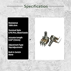 ELCOKITEX 6Pcs 100K Linear Taper Rotary Audio B