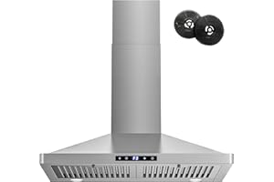 FIREGAS Range Hood 30 inch Wall Mount,450 CFM Ducted/Ductless Range Hood with Stainless Steel,Stove Hood Vent for Kitchen with 3 Speed Fan,Permanent Filters,Led Lights,Digital Touch,Charcoal Filter