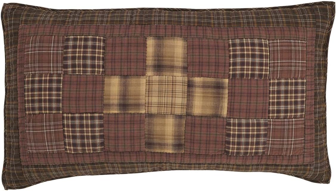 VHC Brands Prescott King Sham 21x37 Country Rustic Lodge Design, Russet