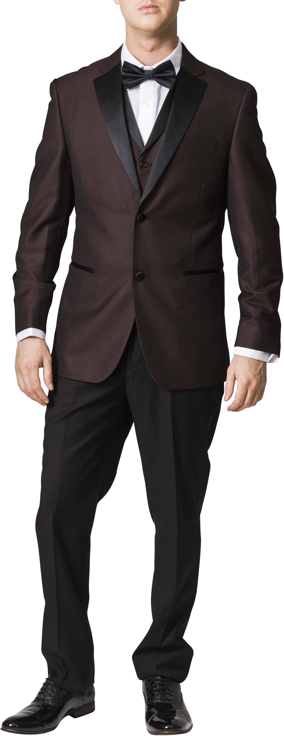 Caravelli Men's Slim Fit 3-Piece Luxury Textured Design Tuxedo Suit Set - Colors