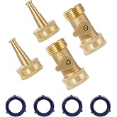 VANCOCO High-Pressure Hose Nozzles 2-Pack, Heavy Duty Brass 3/4" GHT | Water Hose Jet Nozzles, Shut Off, Outdoor Garden &amp; Car Washing