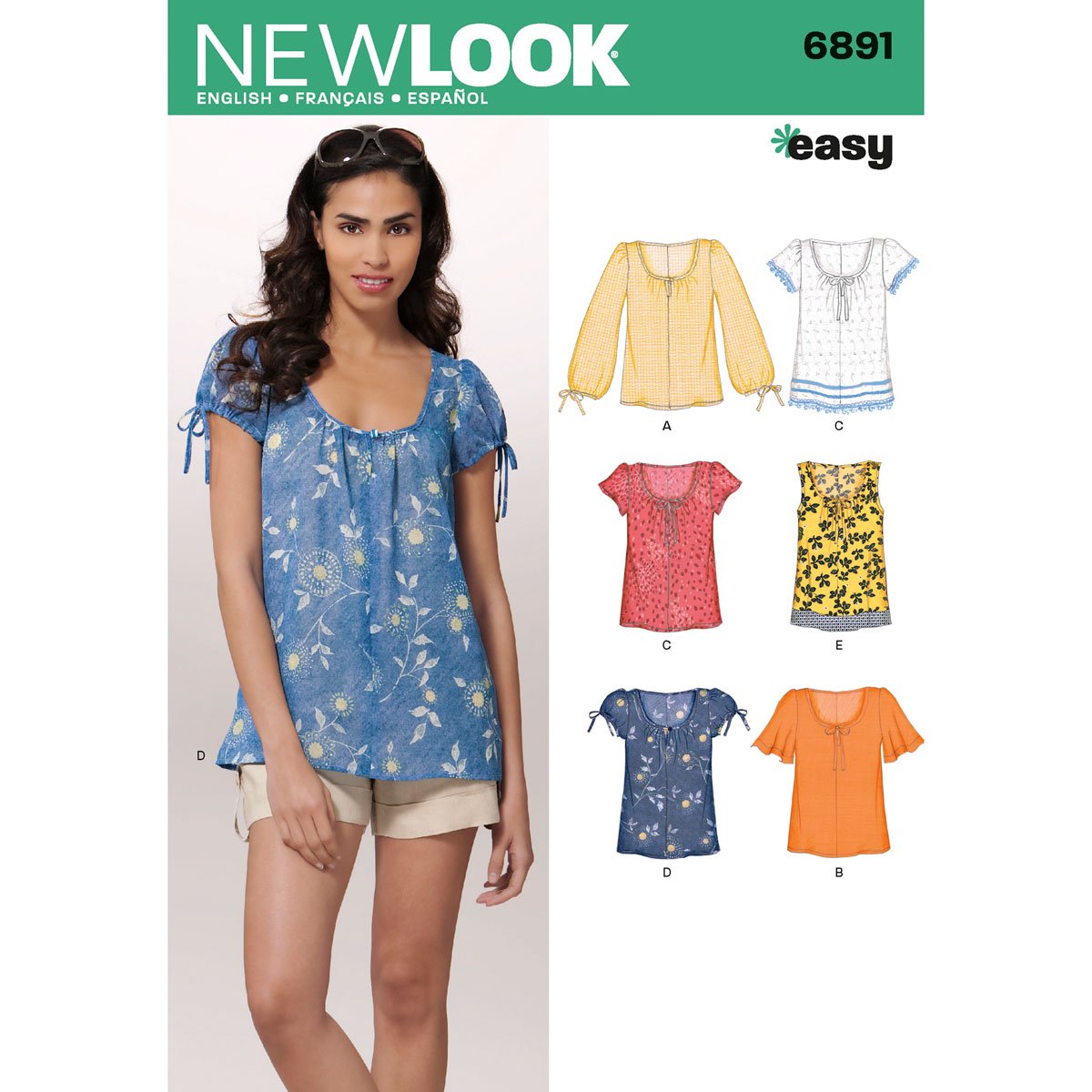 New Look Sewing Pattern 6891: Misses Tops, Size A, Paper, White, A (10-12-14-16-18-20-22)