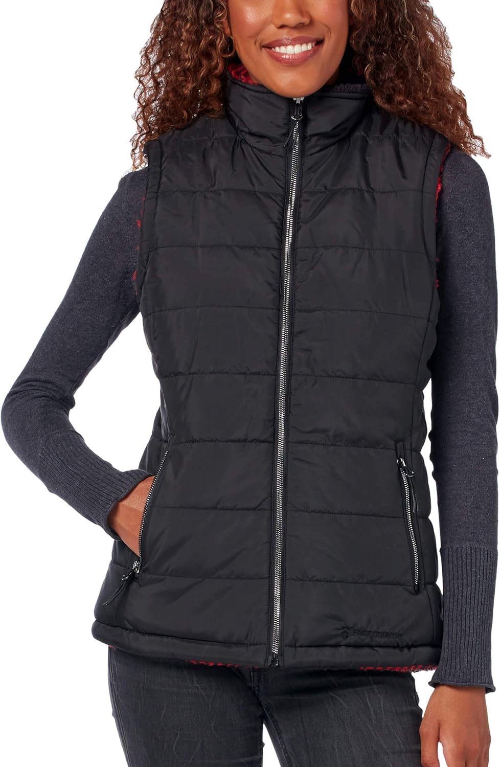 Free Country Women's FreeCycle Cloud Lite Reversible Buffalo Plaid Vest