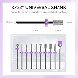 MelodySusie 10Pcs Diamond Carbide Nail Drill Bits Set 40 Sanding Bands 3.1mm view 5