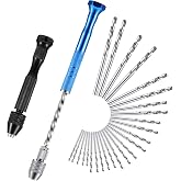 Mudder 27 Pieces Pin Vise Hand Drills Bits Set Semi-automatic Spiral Rotary Tool with 25 Pcs 0.5-3 mm Micro Twist Drill Bits for Resin Polymer Clay Craft DIY Jewelry Electronic Assembling