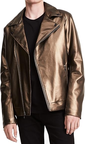 calvin klein leather jacket brown