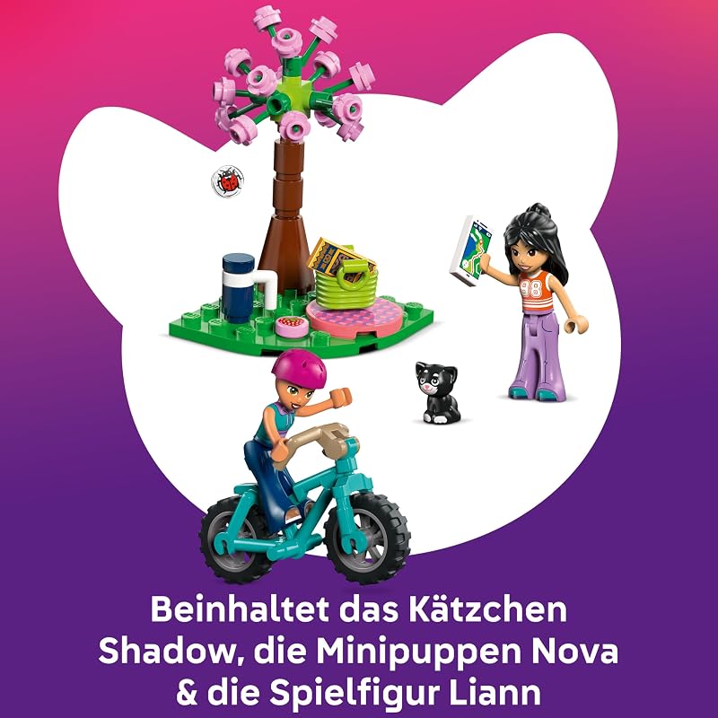 Friends Glampinghütte in freier Natur - Miniatur Spielhaus mit 2 Minifiguren, Katzenfigur & Zubehör inkl. Betten & Essen - Kinderzimmer Deko - Geschenk für Mädchen ab 6 Jahren - 42682