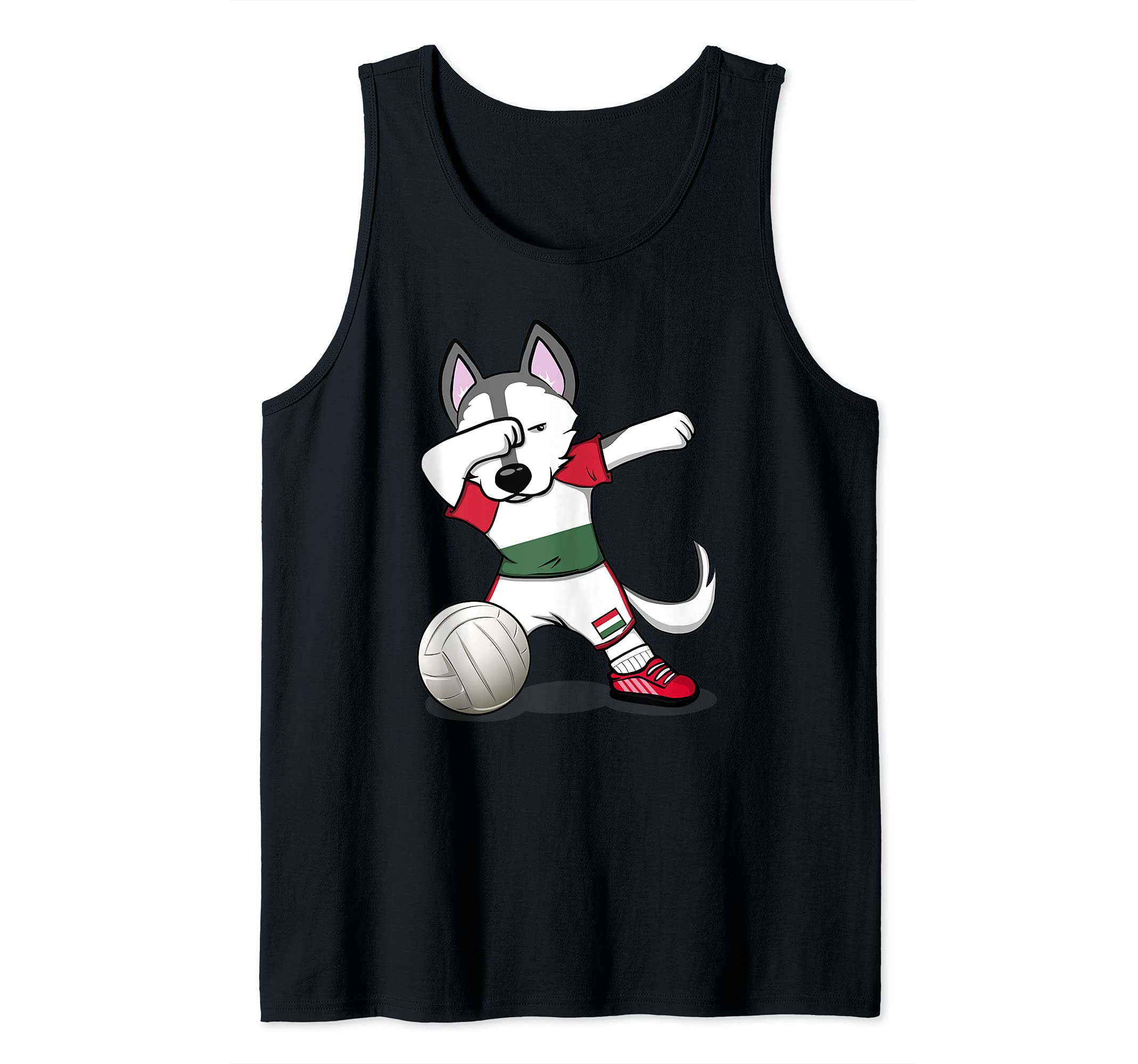 Dabbing Husky Hungary Volleyball Fans Jersey Hungarian Flag Tank Top