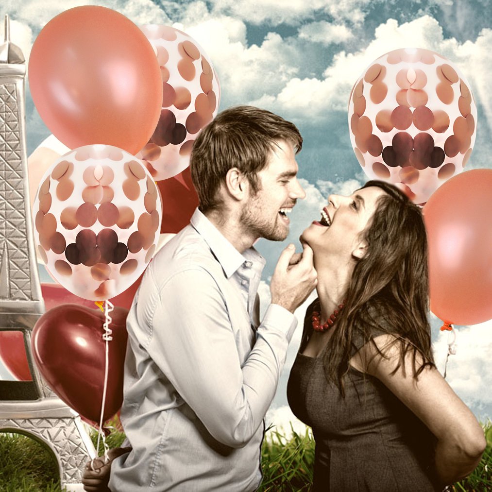 30 pcs Rose Gold Balloons,baotongle Confetti Balloon Set for Bridal Shower Decorations, Birthday Party 12 inch