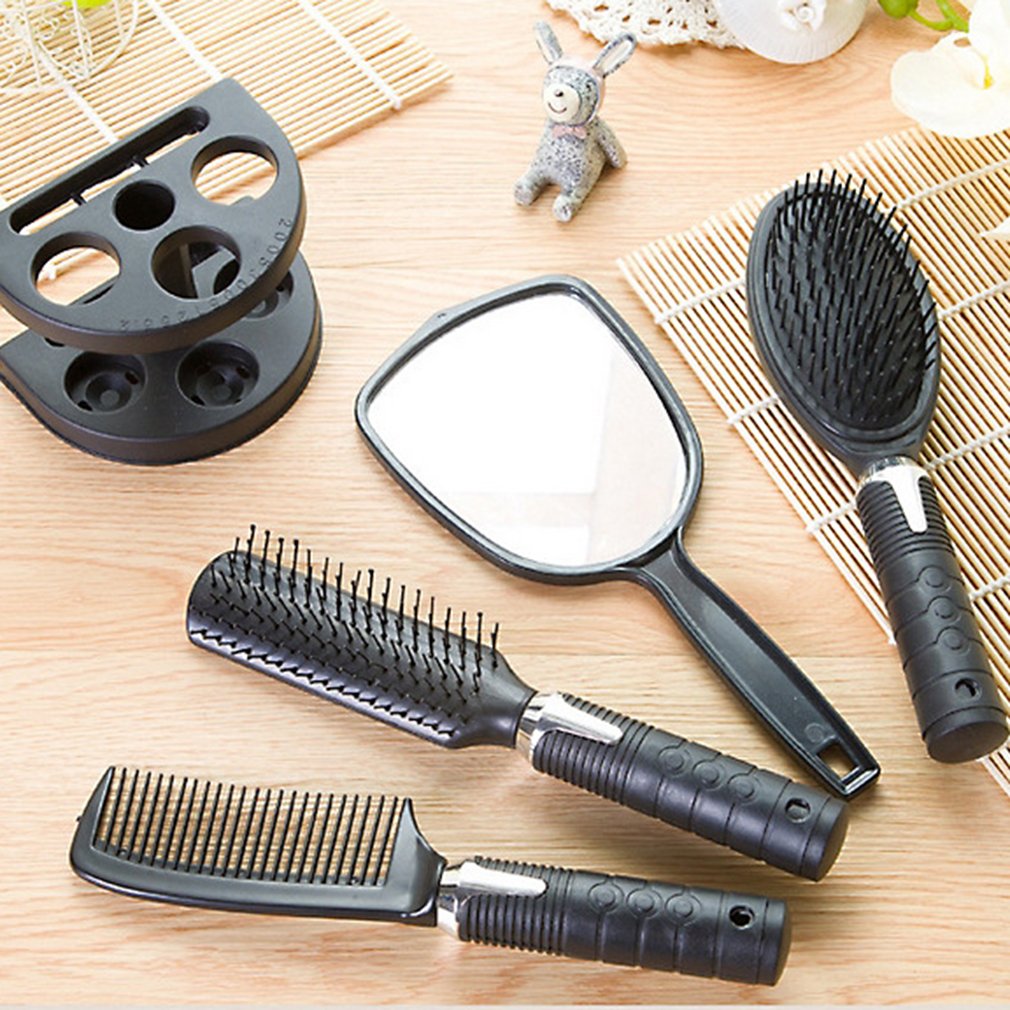 Plastic Salon Hair Comb And Mirror Set Hair Brush Massage Comb Mirror Holder for women